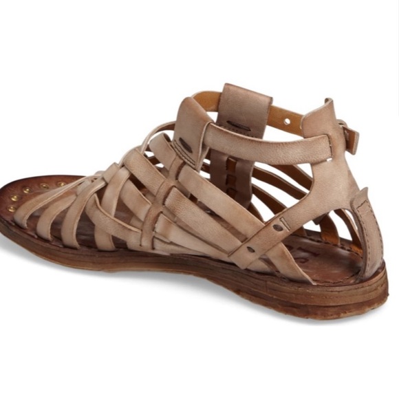 A.S.98 Tan Gladiator Sandals with Woven Leather - Picture 2 of 12